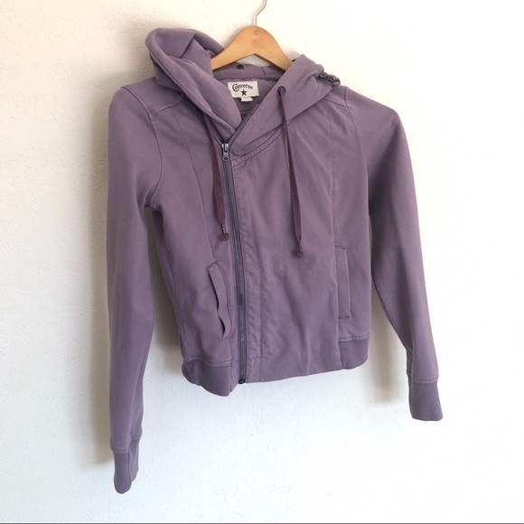 Converse Tops - Converse hoodie Womens zip up hoodie jacket Small Lavender